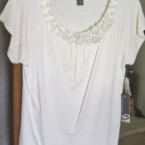 JOSEPHINE CHAUS BUTTON NECK TOP SZ S  NWT